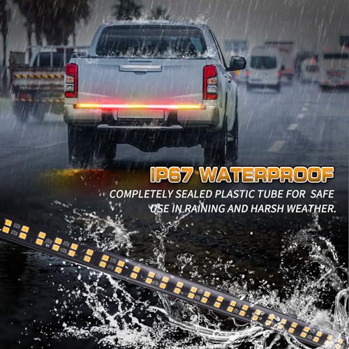 XRIDONSEN 60 inch Tailgate Strobe Lights Strip Red Amber Strobe Lights - color: Amber/Red