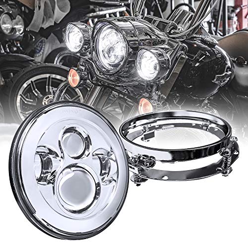 TRUE MODS 7 Inch LED Headlight Kit for Harley Davidson Daymaker Motorcycle - color: Chrome, size: Headlight + Bracket