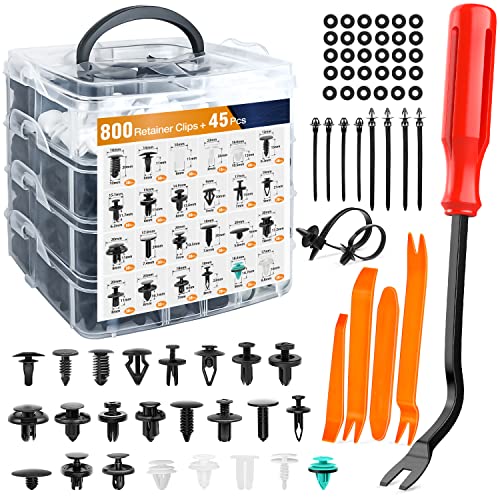 GOOACC 845Pcs Push Retainer Clips Auto Fasteners Assortment 24 Sizes - color: 845Pcs Clips + Remover