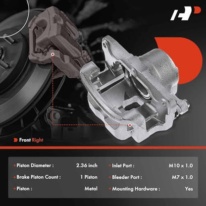 A-Premium Front Right Passenger Disc Brake Caliper with Bracket - style: Front Passenger Side