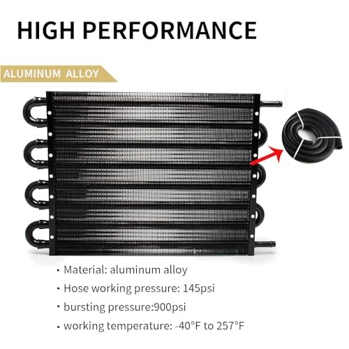 8 Pass Tube and Fin Transmission Cooler Universal 5/16" Oil Cooler Kit Aluminium Black - size: 8 Pass