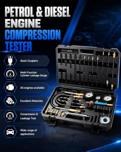 47PCS Compression and Leak Down Tester Kit for Diesel & Petrol