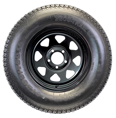 eCustomrim Trailer Tire Rim Assembly ST205/75D15 Black Load Range C 15 Inch