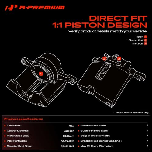 A-Premium Disc Brake Caliper Compatible with Ford & Lincoln