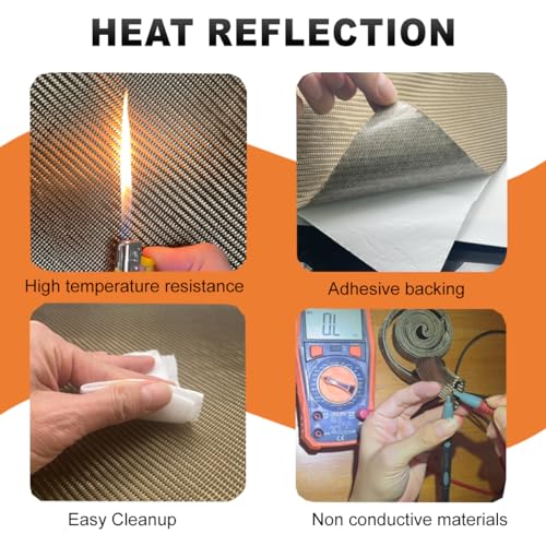 Titanium Adhesive Backed exhaust heat shield 16'' X 47'' for wall behind grill 2500 Degrees High Temp Protection Material Thermal Barrier Blanket Mat - size: 16'' X 47''