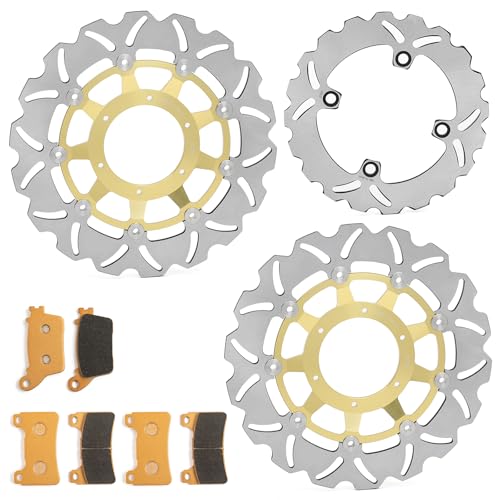 Front Rear Brake Disc Rotors Pads Kit for Honda CBR600RR 2007-2017 - color: Gold, size: CBR600RR 2007-2017
