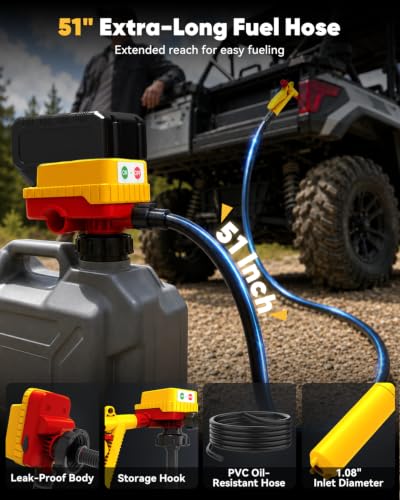 5GPM Cordless Fuel Transfer Pump Compatible with DeWalt 20V & Milwaukee M18