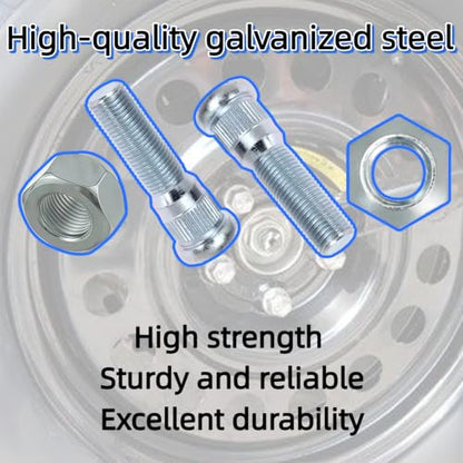 12Sets Trailer Studs with Nuts 1/2"-20 for 3500-4400 lb – 0.617" Spline, 0.77" Head, 2.2" L