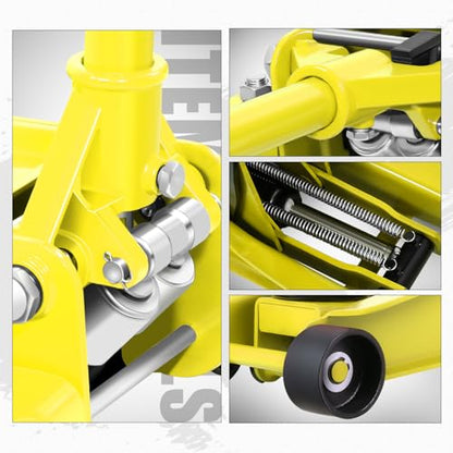 PM PERFORMOTOR Low Profile Hydraulic Trolley Service/Floor Jack, 4 Ton (8000 lbs) Capacity, Lifting Range 4.5"-20", Yellow,PM-TOL-FJ40-YL - color: Yellow