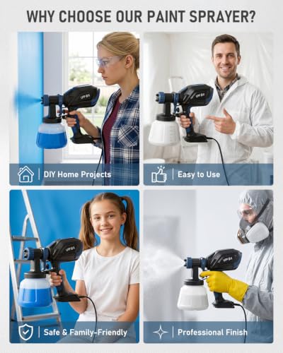 700W Electric HVLP Paint Sprayer, 1200ml Large Capacity Container - color: Blue