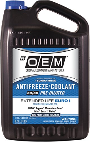 Recochem OEM European Vehicles Premium Antifreeze 50/50 Extended Life Coolant - Euro I Blue 1 Gallon, 1 Pack - color: Blue, style: 50/50 pre-mix