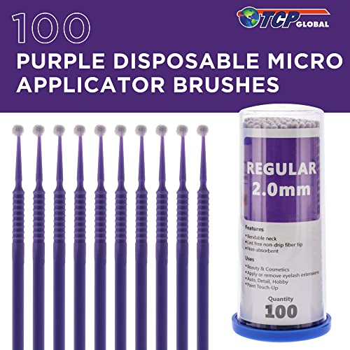 TCP Global 100 Piece Micro Brush Purple Applicator Set - 4 Inch, 2.0mm Tips - color: Purple