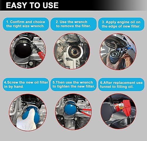 Oil Filter Wrench Set, Oil Filter Pliers with Small Funnel, 8 Pcs
