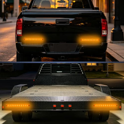 Nilight 16" Trailer Marker ID Bar 2PCS 11 LED Amber Turn Signals Tail Light - color: 2Pcs 16" Amber 11LED