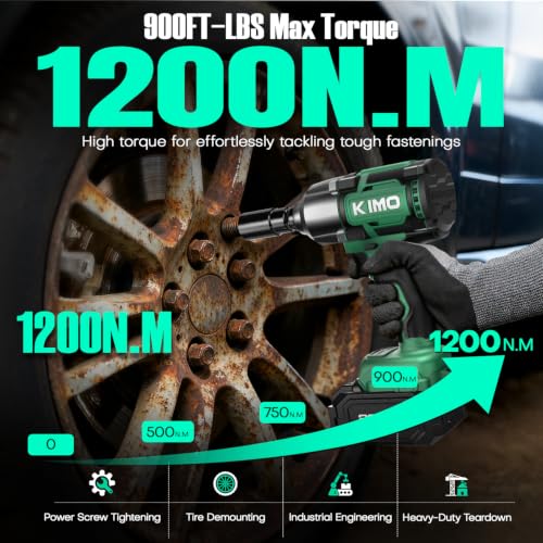 KIMO Cordless Impact Wrench 1/2 Inch, High Torque Impact Driver for Truck