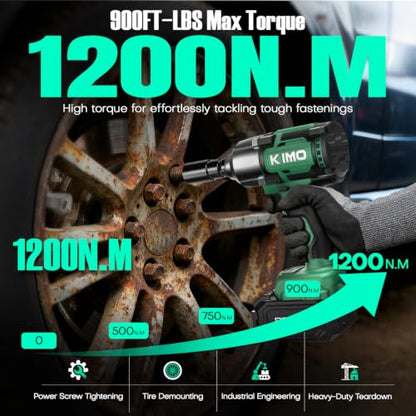 KIMO Cordless Impact Wrench 1/2 Inch, High Torque Impact Driver for Truck