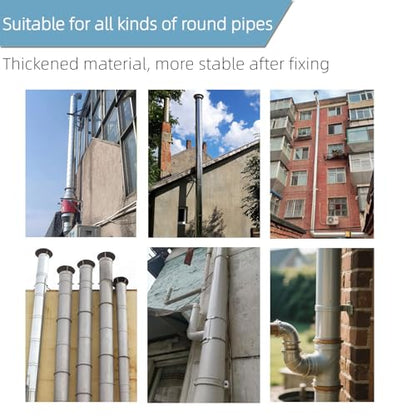 2 Sets 10 Inch Adjustable Pipe Hanger Strap，Heavy Duty Galvanized Iron Stove Pipe Bracket，Wall Support Chimney Pipe Holder，Round Split Ring Vent Conduit Carrier Kit，with All Mounting Screws