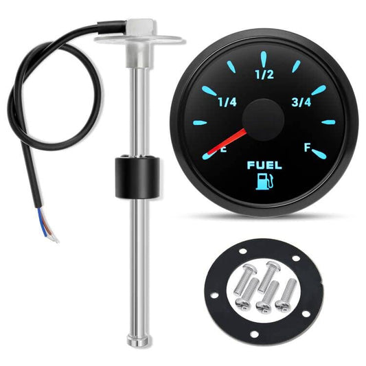 ARTILAURA Fuel Sending Unit and Gauge Kit, 240-33ohms 16" (400mm) Boat Marine Fuel Tank Sender Stainless Steel Gas Sensor for Car Truck Vehicle (Black) - color: Black, size: 16"sensor+gauge