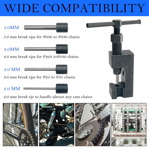 Motorcycle Chain Breaker Set, 16-Piece Chain Removal Tool Chain Cutter and Riveter Kit for Motorcycle ATV Bike Cam & 25 to 930 Chains