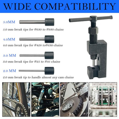 Motorcycle Chain Breaker Set, 16-Piece Chain Removal Tool Chain Cutter and Riveter Kit for Motorcycle ATV Bike Cam & 25 to 930 Chains