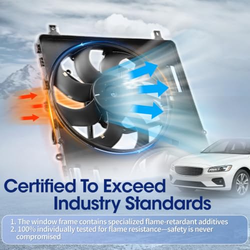 Engine Cooling Radiator Fan Assembly Fit for Volvo Models - XC60 2010-2016, S60 2011-2016, XC70 2008-2015, S80 2008-2015, V60 2015-2016, V70 2008-2010, Reference Number 838-0009, FA71811 - size: 838-0009, FA71811