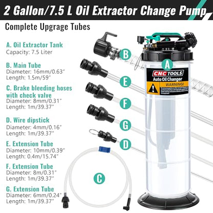 Estune 7.5L/2 Gallon Fluid Extractor Pump with 5 Pcs Brake Bleeding Hose - size: 2 Gallon/7.5 L