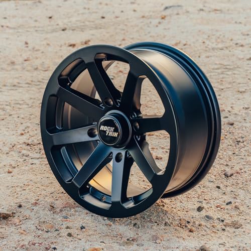RockTrix RT102 15x7 ATV UTV Wheel 4x156 4+3 Offset, Matte Black, 4pc Set