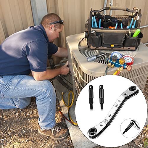 HVAC Service Wrench,3/16"-3/8" 5/16" x 1/4"Hvac Tools with Hex Adapter - style: 1 Wrench + 2 Hexagon Bit