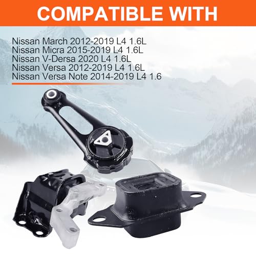Engine Motor Mount Kit，Replacement for A7368 A7369 A4361 - size: Nissan 12-19