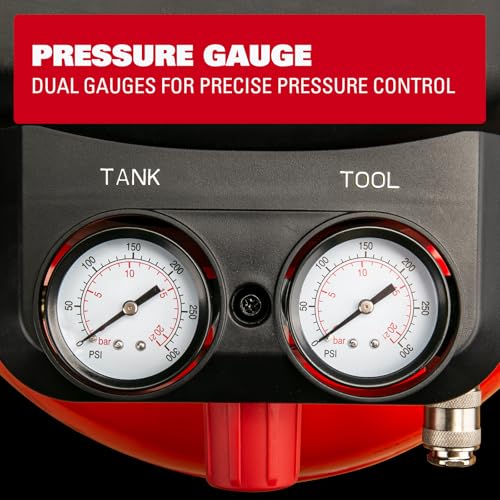 ECOMAX 6 Gallon Pancake Air Compressor 150PSI, 2.6 CFM @ 90 PSI Red
