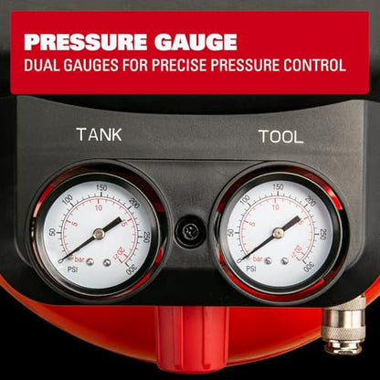 ECOMAX 6 Gallon Pancake Air Compressor 150PSI, 2.6 CFM @ 90 PSI Red