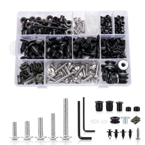 397PCS Motorcycle Fairing Bolt Kit M4 M5 M6 Stainless Steel Rubber Well Nut - color: chrome