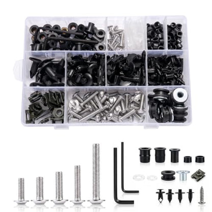397PCS Motorcycle Fairing Bolt Kit M4 M5 M6 Stainless Steel Rubber Well Nut - color: chrome