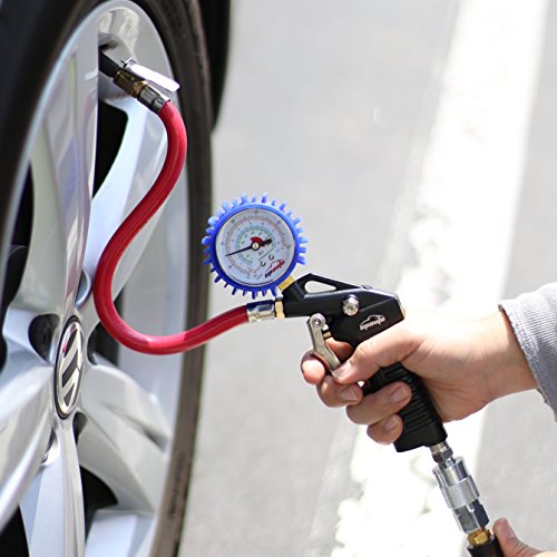 EPAuto Heavy Duty 120 PSI Tire Inflator Gauge w/Hose & Quick Connect Plug
