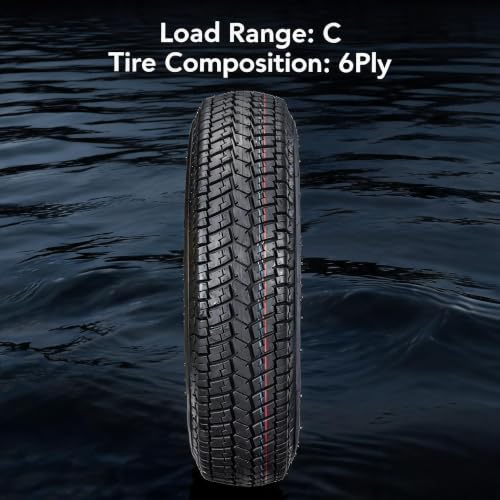 MAXSA ST205/75D15 2-Pack Trailer Tires with White Steel Rims, 6 Ply Load Range C, 5 Lug Bias Heavy Duty Trailer Wheel, All-Weather Pre-Mounted Tire for Utility Boat Camper Cargo Trailers