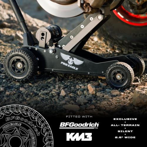 Pro Eagle 3 Ton Kratos Big Wheel Off Road Jack - Heavy Duty Hydraulic Floor Jack for Lifted Trucks & SUVs - All Terrain High Lift with 8 inch Extension & Skid Plate