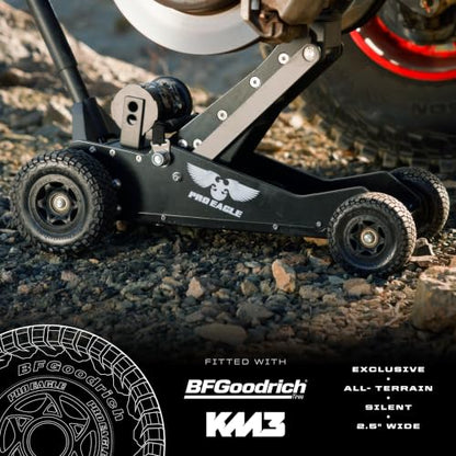 Pro Eagle 3 Ton Kratos Big Wheel Off Road Jack - Heavy Duty Hydraulic Floor Jack for Lifted Trucks & SUVs - All Terrain High Lift with 8 inch Extension & Skid Plate