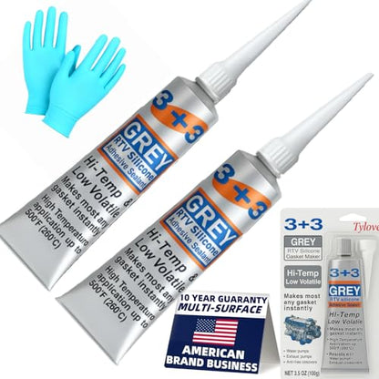 RTV Silicone Gasket Maker, Grey, 2-Pack - color: Grey 2Pack