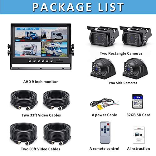 eRapta 1080P Wired Backup Camera System Kit,9" HD DVR Monitor - color: Grey