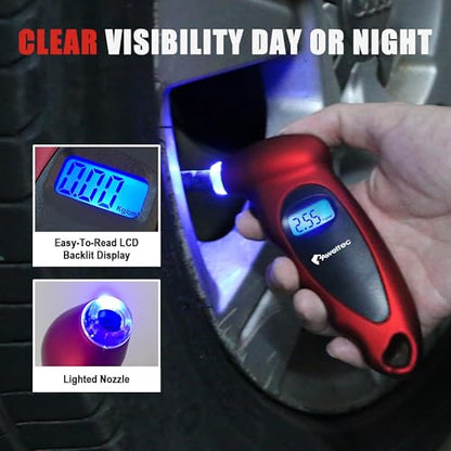 Digital Tire Pressure Gauge,Accurate Cars Air Gauge 150 PSI,2 Pack - color: Red(2PK), size: 2 Pack