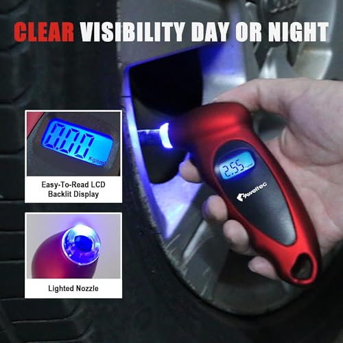 Digital Tire Pressure Gauge,Accurate Cars Air Gauge 150 PSI,2 Pack - color: Red(2PK), size: 2 Pack