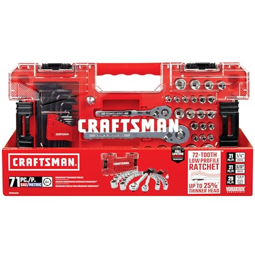 CRAFTSMAN Versastack Mechanics Tool Set, 1/4 and 3/8 Inch Drive, 71 Piece (CMMT45171) - size: (Pack of 1)