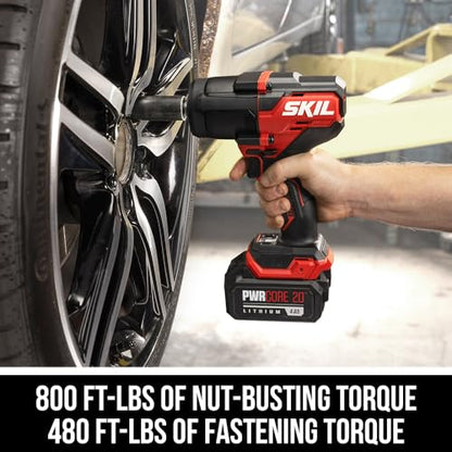SKIL PWR CORE 20 Brushless 20V 1/2-Inch Mid-Torque Impact Wrench Kit, Includes 4.0 Ah Battery and Auto PWRJump Charger- IW5761B-10 - style: Impact Wrench Kit_Mid-Torque