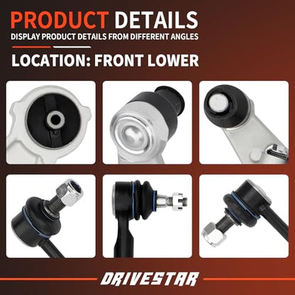 Front Suspension Kit Lower Control Arm Stabilizer Sway Bar End Link, 6PCS - size: CAK1296