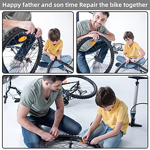 Bike Tire Repair Kit - Bycicle Inner Tube Puncture Patch Kits with 32PCS Vulcanizing Patches,Metal Rasp, for Motorcycle BMX Cycling MTB Road Mountain Bicycle