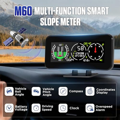 MR CARTOOL M60 GPS Speedometer for Car, Inclinometer Digital with Compass - size: M60, style: M60