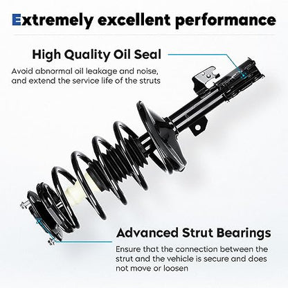 Front Complete Struts Assembly w/Coil Spring Fit for Toyota Sienna 3.3L FWD 7 Passenger ONLY 2004-2006, Shock Absorber Replace for 172237 172236（Set of 2）