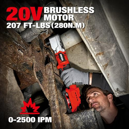 Alloyman 20V Brushless Right Angle Impact Wrench, 1/2", 207 FT-LBS(280.NM)