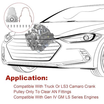 Alum LS Front Timing Cover w/Crank Gasket & Bolts Set-10AN 551595 - size: Gen 4 GM LS Series - 10AN 551595