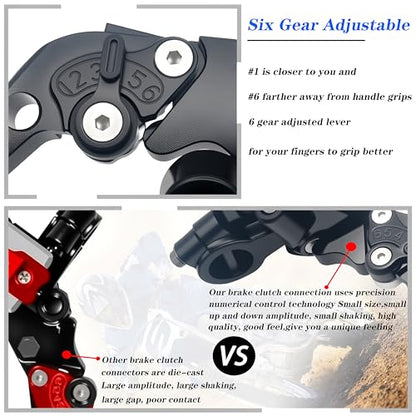 Universal Motorcycle 7/8" 22mm Handlebar Brake Master Cylinder Clutch Lever CNC Left & Right Set Compatible with Honda Kawasaki Suzuki Yamaha（ Piston Diameter 12.7mm (Black) - color: Black